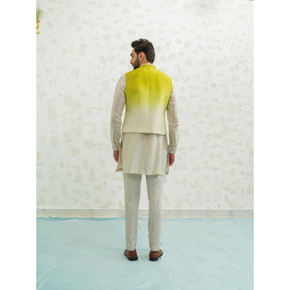 Runit Gupta Green Ombre Latkan Kurta with Pyjama and Nehru Jacket