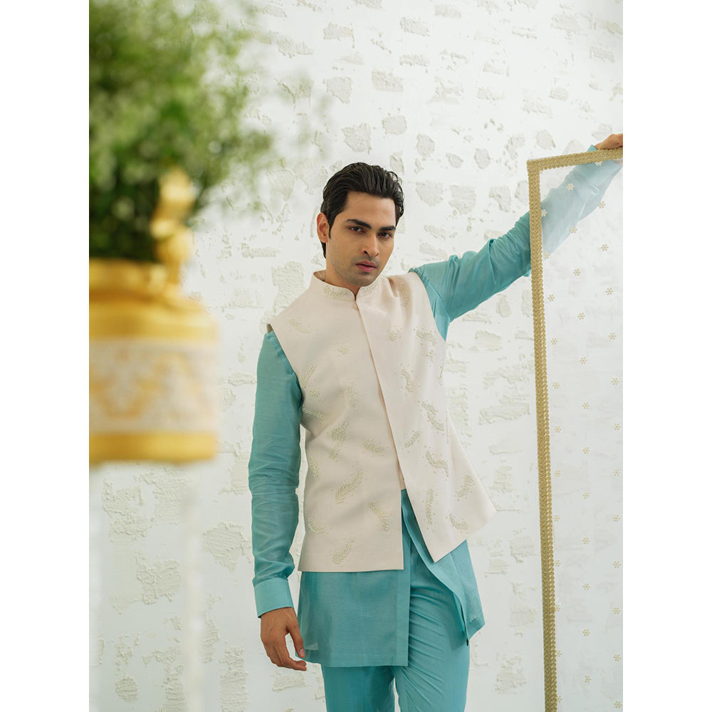 Runit Gupta Feather Pink Nehru Jacket