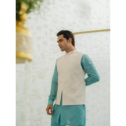 Runit Gupta Feather Pink Nehru Jacket