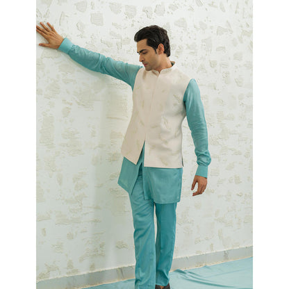 Runit Gupta Feather Pink Nehru Jacket