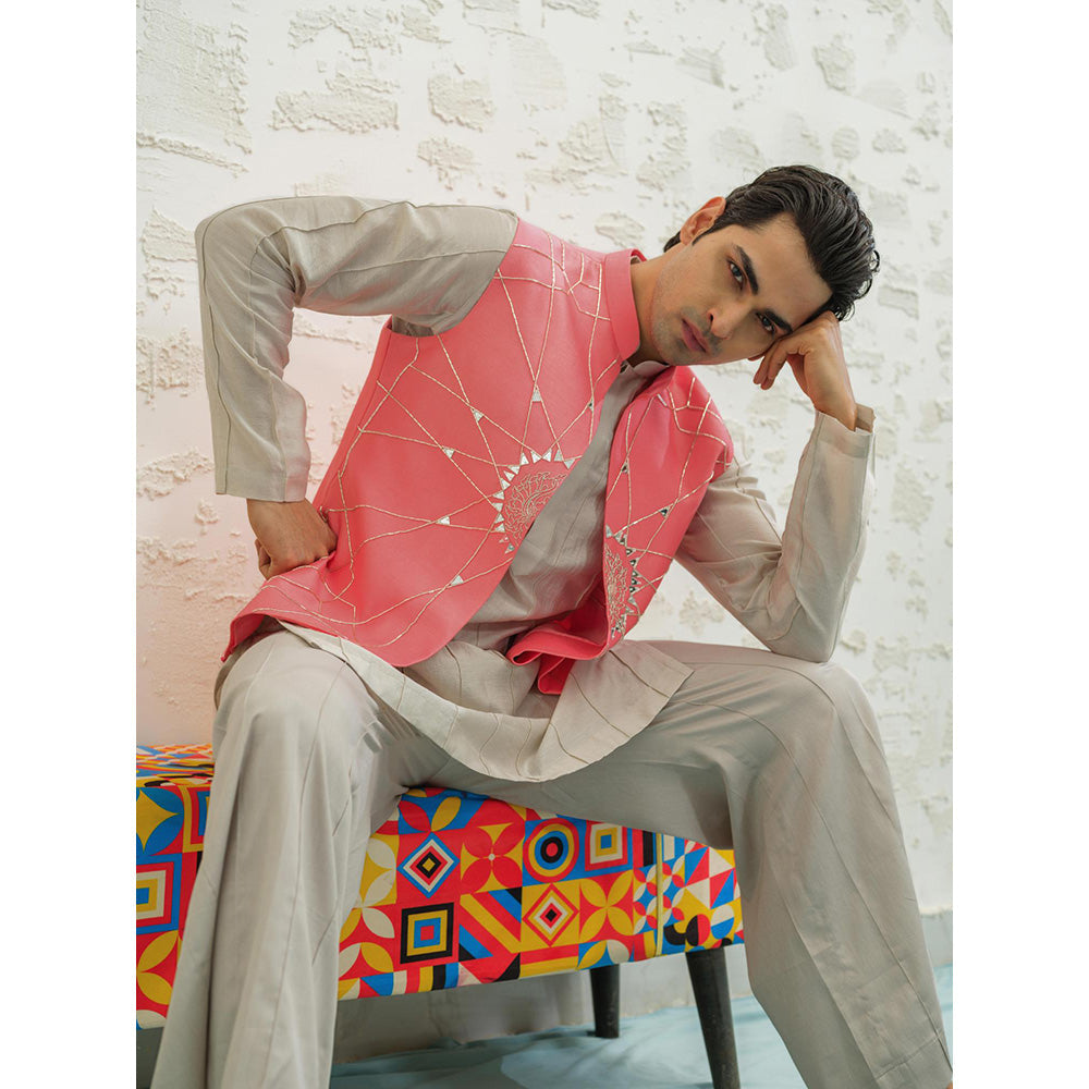 Runit Gupta Flamingo Rays Kurta with Pyjama and Nehru Jacket