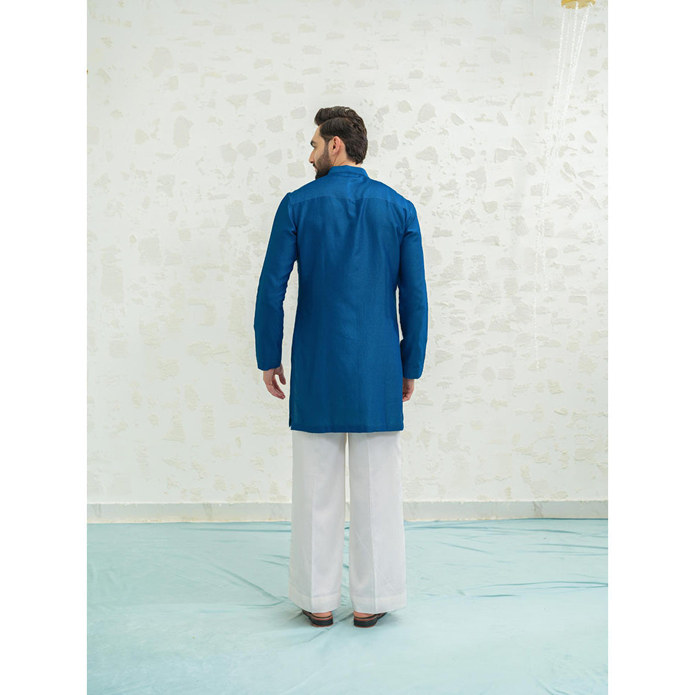 Runit Gupta Cobalt Diamond Kurta with Pyjama and Nehru Jacket