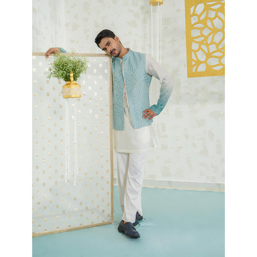 Runit Gupta Contour Blue Zipper Nehru Jacket
