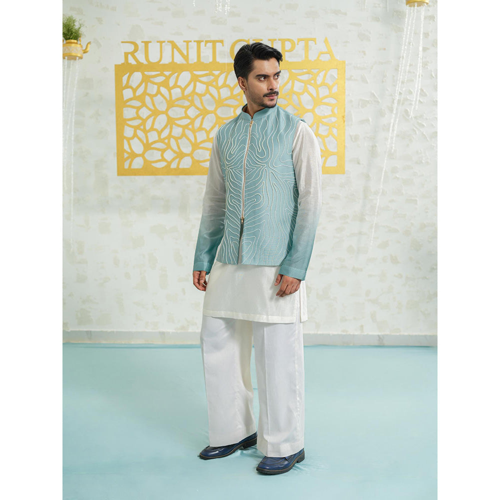 Runit Gupta Contour Blue Zipper Nehru Jacket