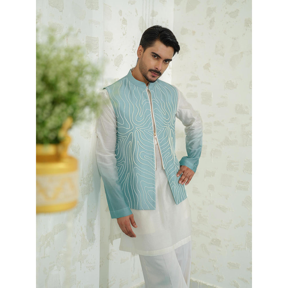 Runit Gupta Contour Blue Zipper Nehru Jacket