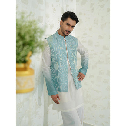 Runit Gupta Contour Blue Zipper Nehru Jacket