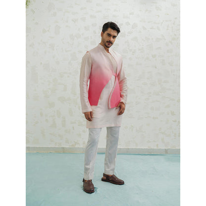 Runit Gupta Pink Ombre Wave Nehru Jacket