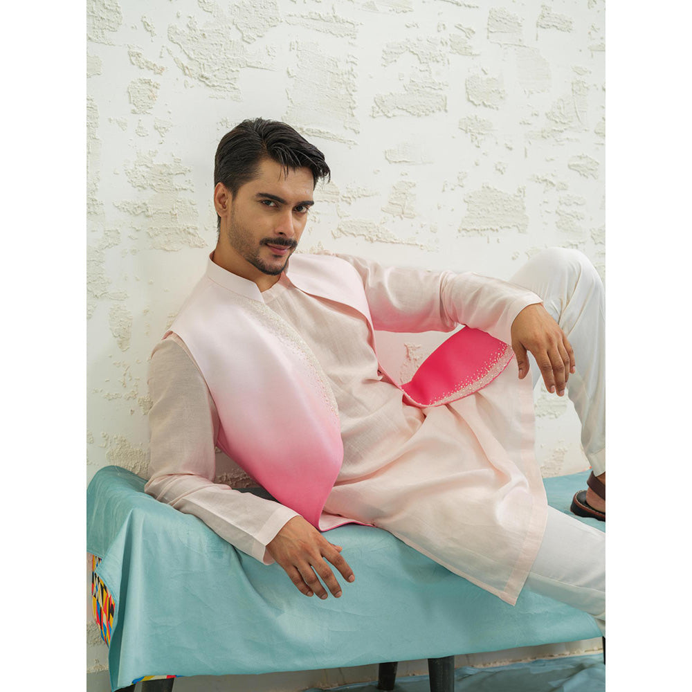 Runit Gupta Pink Ombre Wave Nehru Jacket