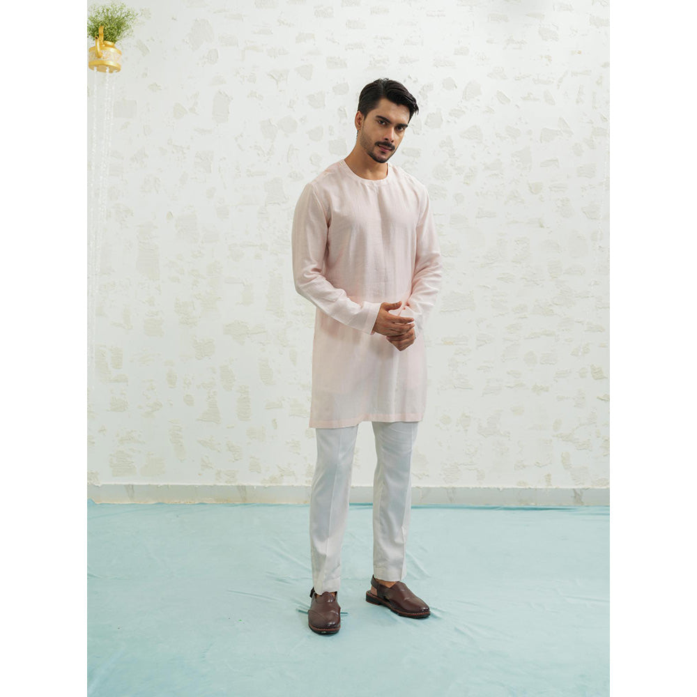 Runit Gupta Pink Ombre Wave Kurta with Pyjama and Nehru Jacket