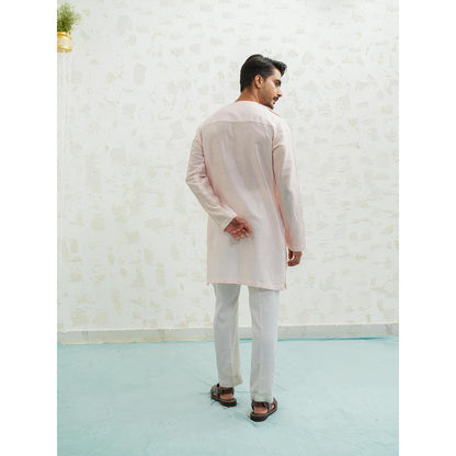 Runit Gupta Pink Ombre Wave Kurta with Pyjama and Nehru Jacket