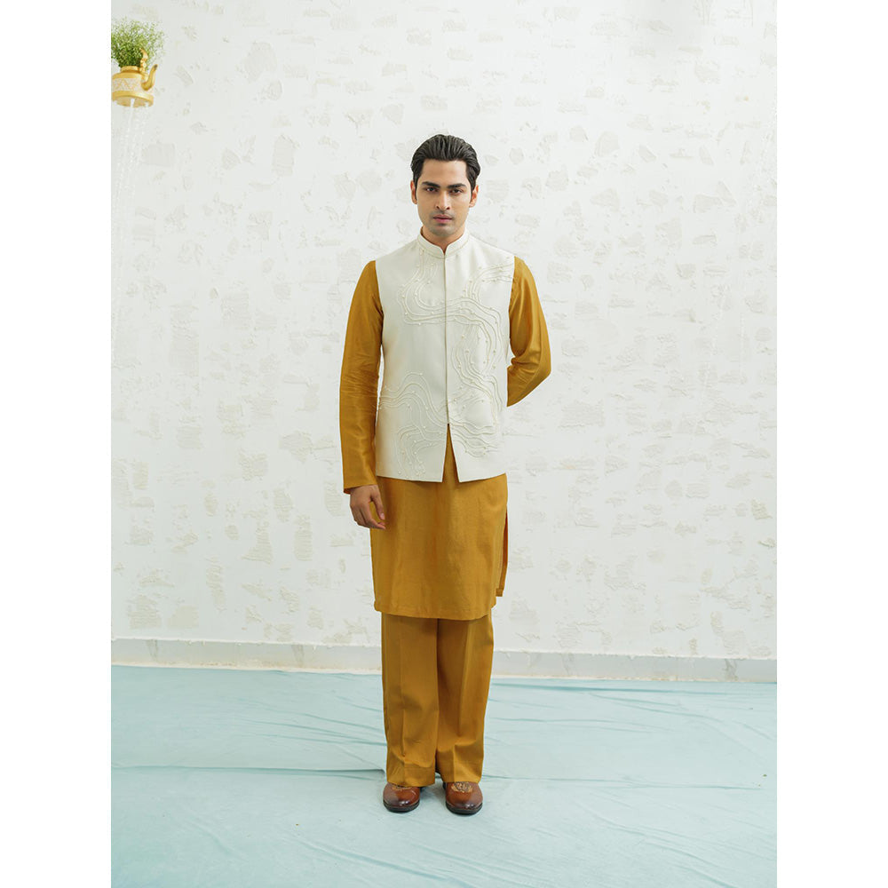 Runit Gupta Dusty Ivory Contour Nehru Jacket
