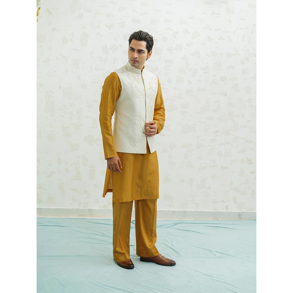 Runit Gupta Dusty Ivory Contour Nehru Jacket