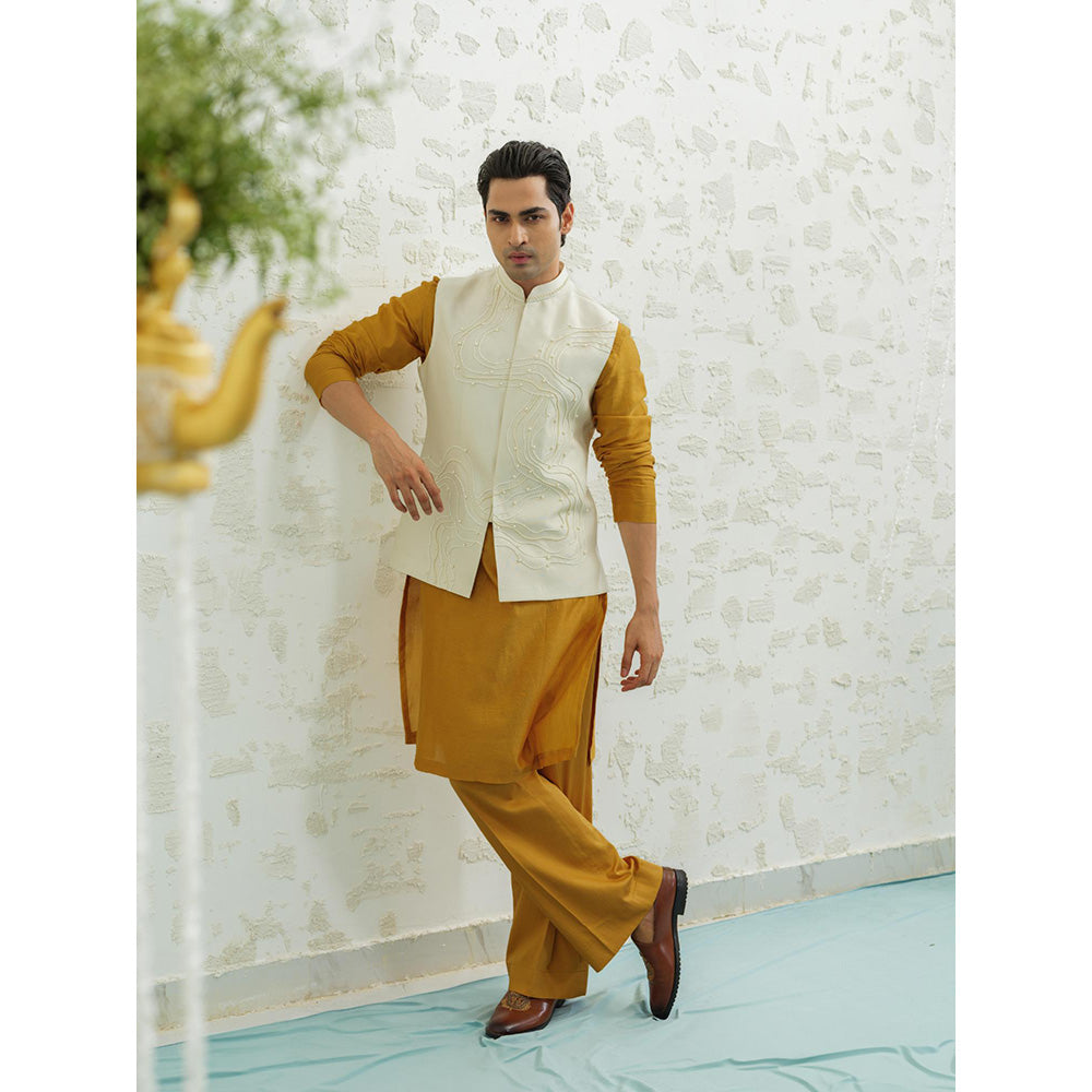 Runit Gupta Dusty Ivory Contour Nehru Jacket