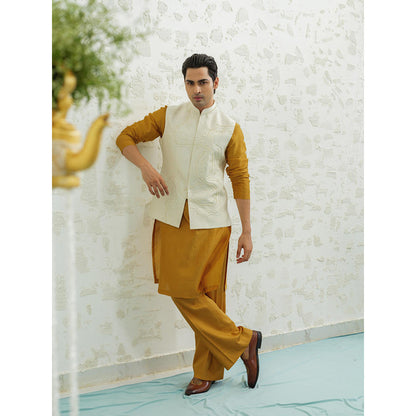 Runit Gupta Dusty Ivory Contour Nehru Jacket