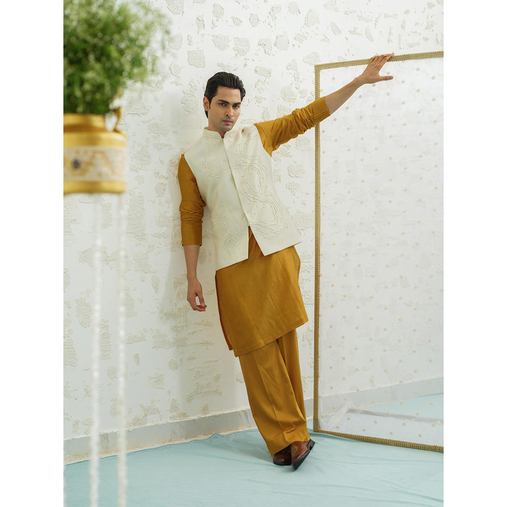 Runit Gupta Dusty Ivory Contour Nehru Jacket