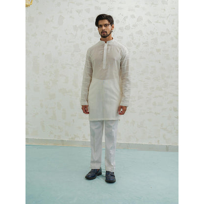 Runit Gupta Lilac Line Kurta with Pyjama and Nehru Jacket