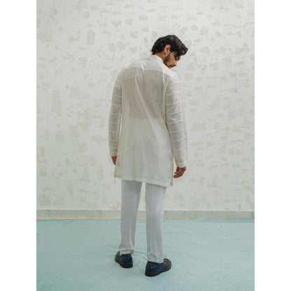 Runit Gupta Lilac Line Kurta with Pyjama and Nehru Jacket