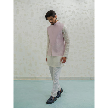 Runit Gupta Lilac Line Kurta with Pyjama and Nehru Jacket