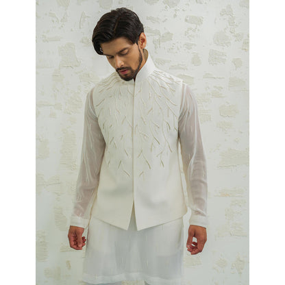 Runit Gupta Ivory Thunder Kurta with Pyjama and Nehru Jacket