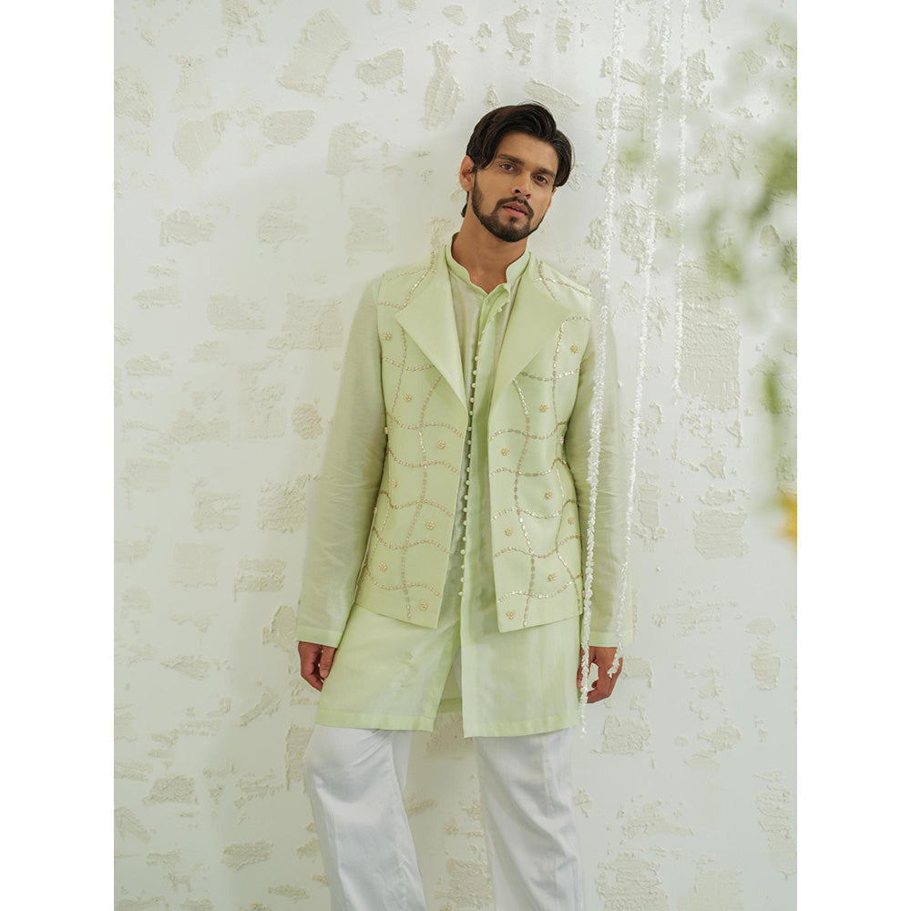 Runit Gupta Pista Duo Flap Nehru Jacket