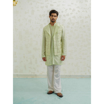 Runit Gupta Pista Duo Flap Nehru Jacket