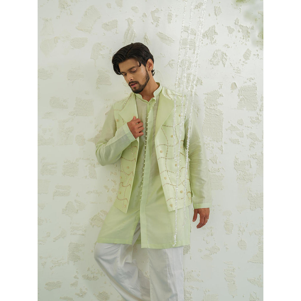 Runit Gupta Pista Duo Flap Nehru Jacket