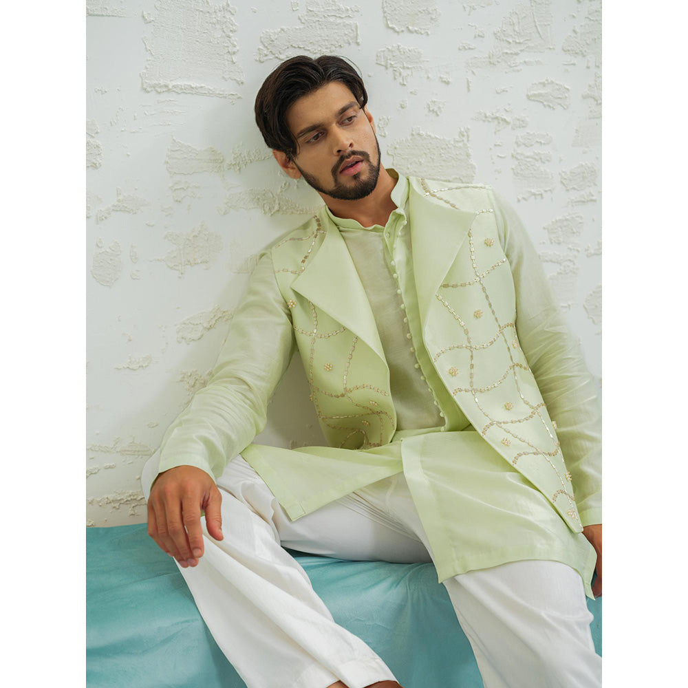 Runit Gupta Pista Duo Flap Nehru Jacket