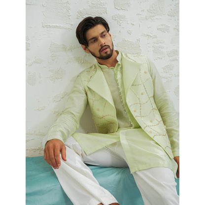 Runit Gupta Pista Duo Flap Nehru Jacket