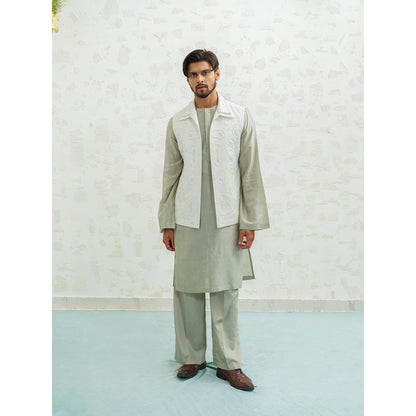 Runit Gupta Amoeba Linen Kurta with Pyjama and Nehru Jacket