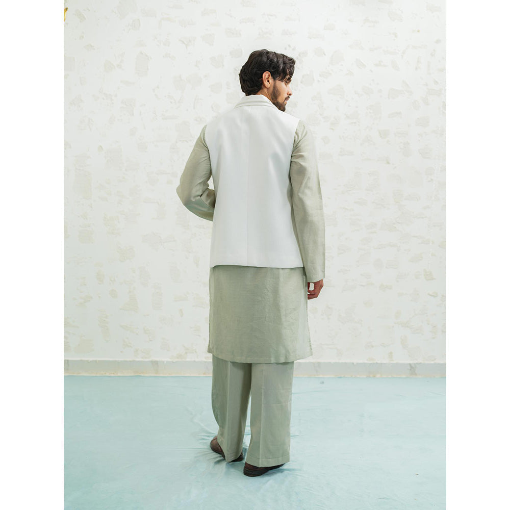 Runit Gupta Amoeba Linen Kurta with Pyjama and Nehru Jacket