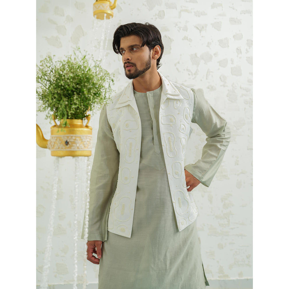 Runit Gupta Amoeba Linen Kurta with Pyjama and Nehru Jacket