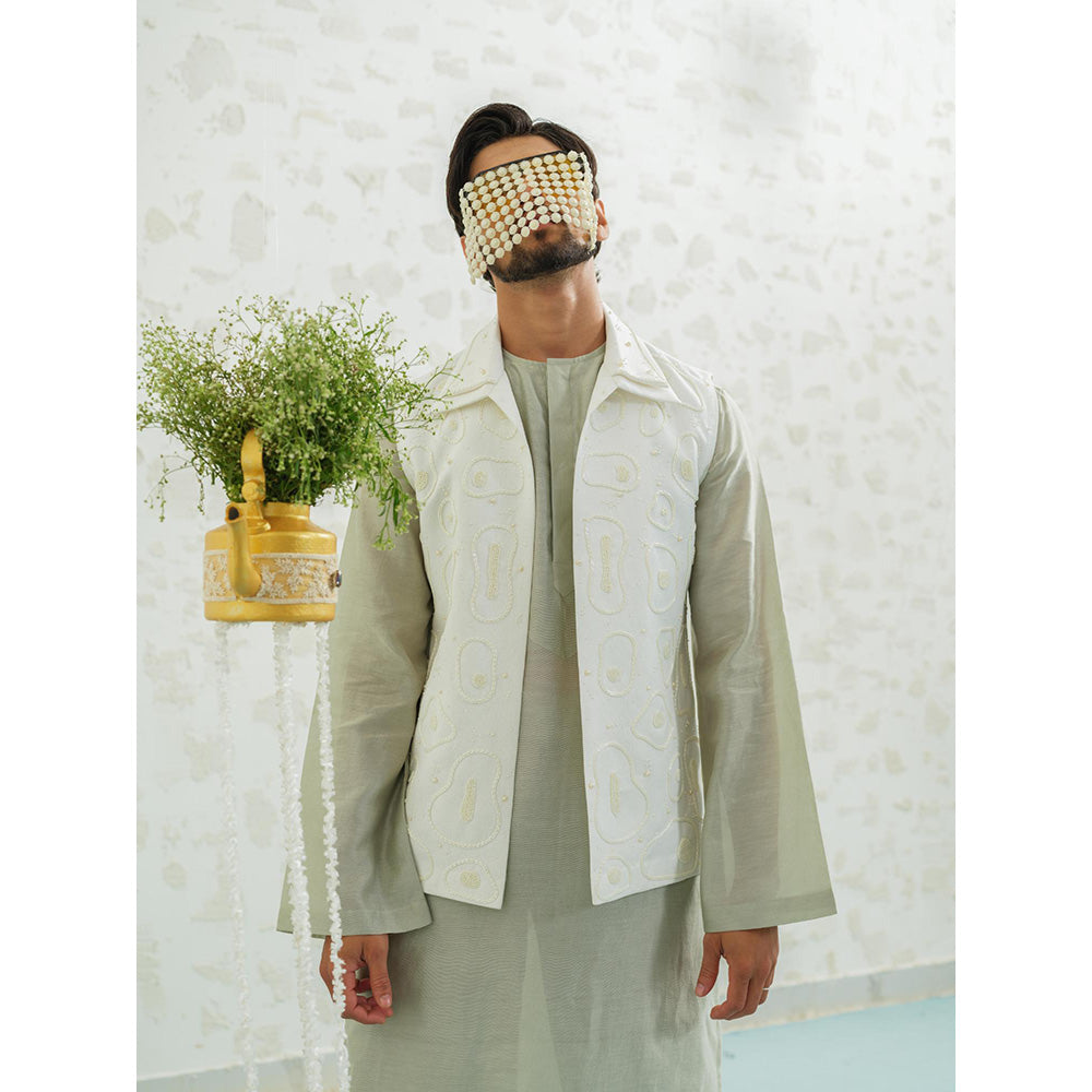 Runit Gupta Amoeba Linen Kurta with Pyjama and Nehru Jacket