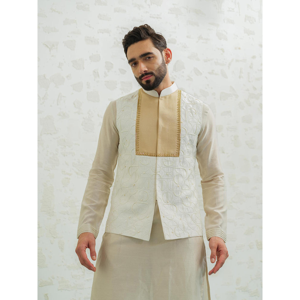 Runit Gupta Ochre Patch Semicircle Nehru Jacket
