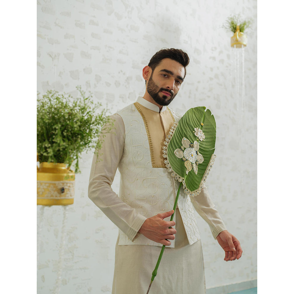 Runit Gupta Ochre Patch Semicircle Nehru Jacket