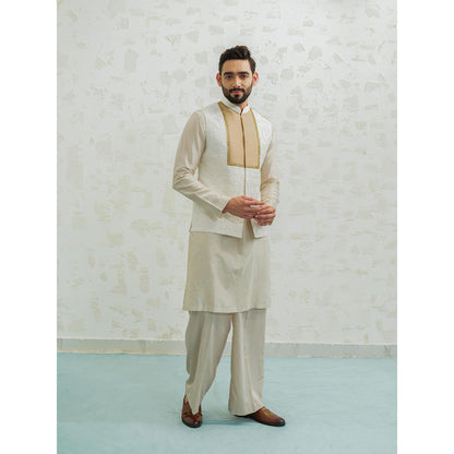 Runit Gupta Ochre Patch Semicircle Nehru Jacket