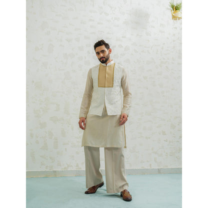 Runit Gupta Ochre Patch Semicircle Nehru Jacket