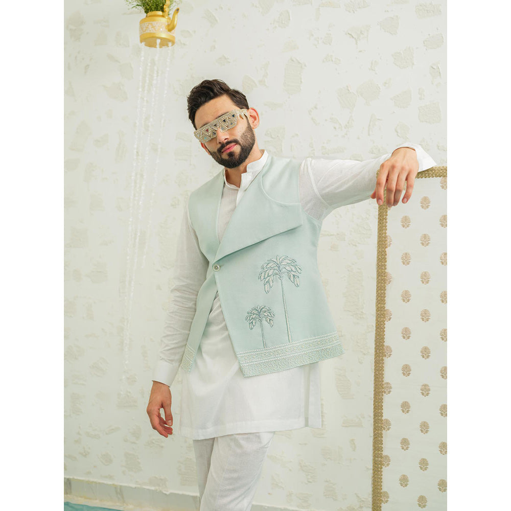 Runit Gupta Flap Palm Blue Nehru Jacket