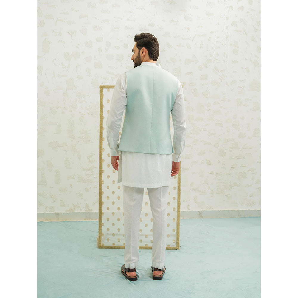 Runit Gupta Flap Palm Blue Nehru Jacket