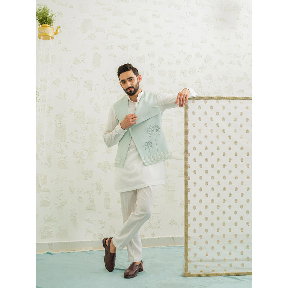 Runit Gupta Flap Palm Blue Nehru Jacket