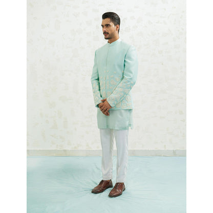 Runit Gupta Amoeba Blue Sherwani with Kurta and Pant