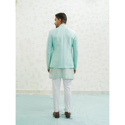 Runit Gupta Amoeba Blue Sherwani with Kurta and Pant