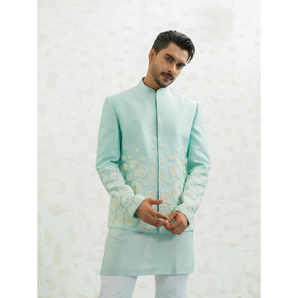 Runit Gupta Amoeba Blue Sherwani with Kurta and Pant