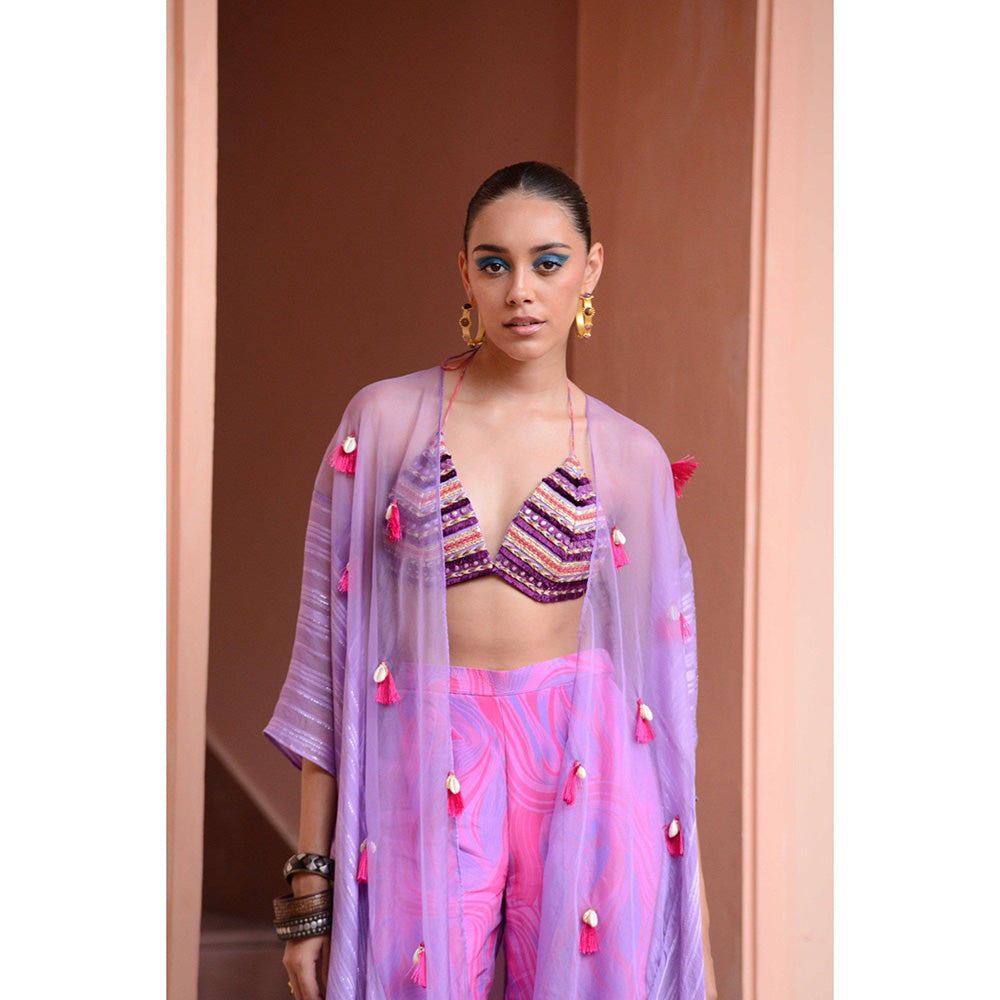 RV Pret Brimming Berry Pink Top Overlay and Pant (Set of 3)