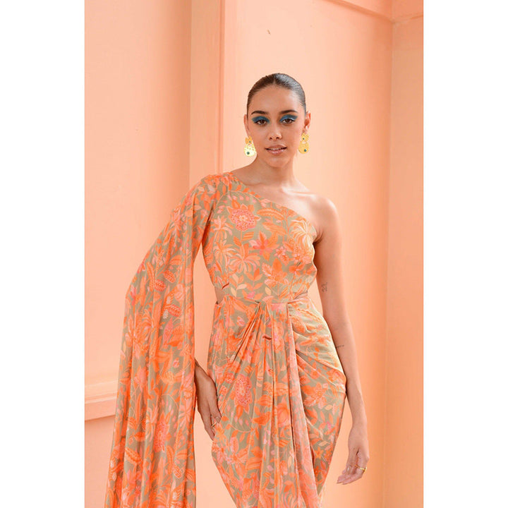 RV Pret Peach Sorbet Drape Maxi Dress Orange