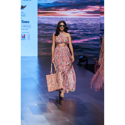 RV Pret Berry Blush Tropical Printed Top & Skirt (Set of 2)