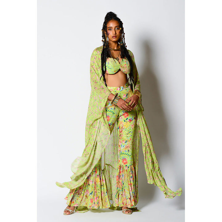 RV Pret Cape Teamed Up Printed Bralette Paired with Printed Ghrarara (Set of 3)