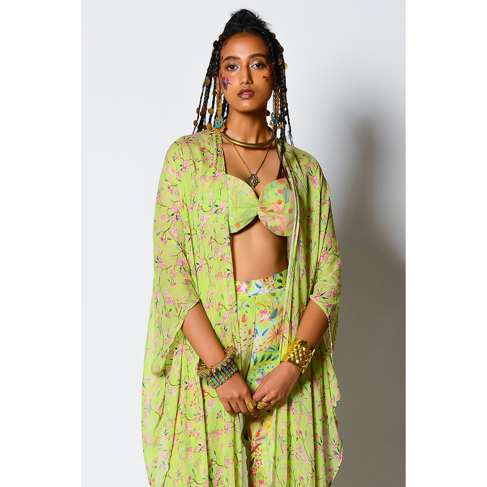 RV Pret Cape Teamed Up Printed Bralette Paired with Printed Ghrarara (Set of 3)