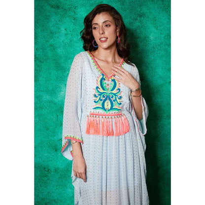 Saaj by Ankita Blue Long Kaftan with Tassels