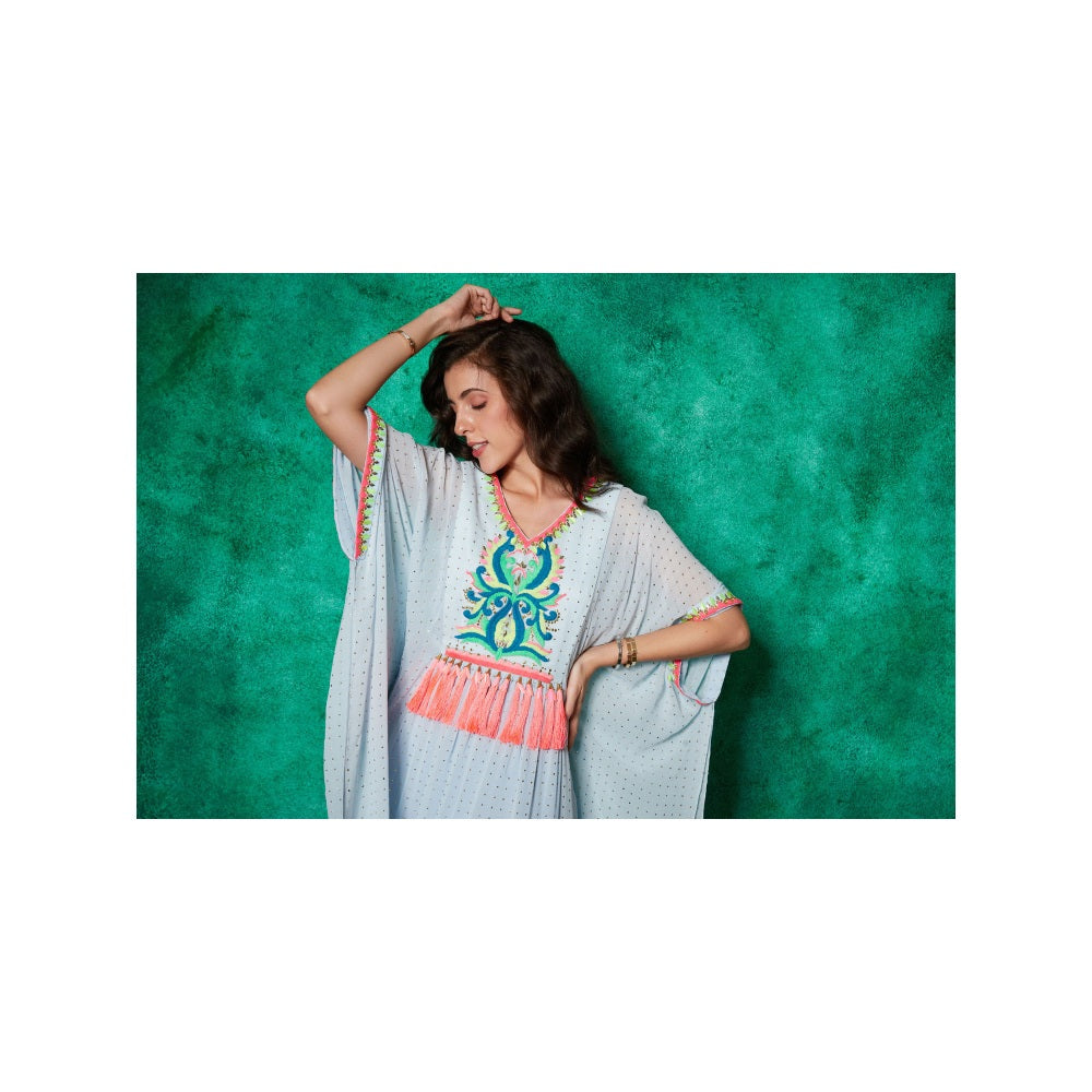Saaj by Ankita Blue Long Kaftan with Tassels