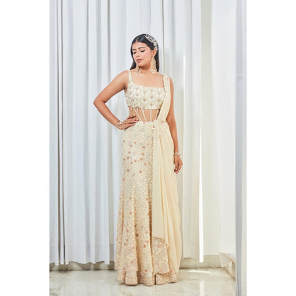 Saaj by Ankita Cream Corset Waist Gown